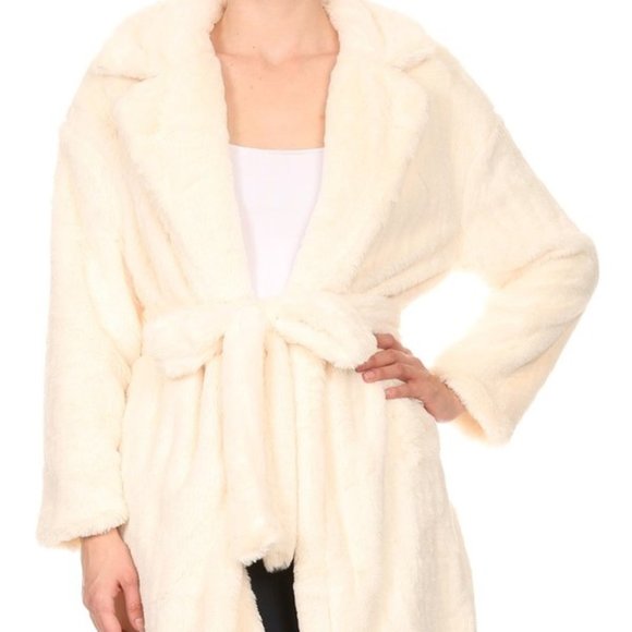 Cream Faux Fur Coat - Picture 3 of 4